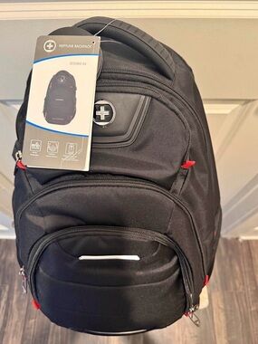 Neptune Black Backpack with Red Accents - Everyday Travel Bag